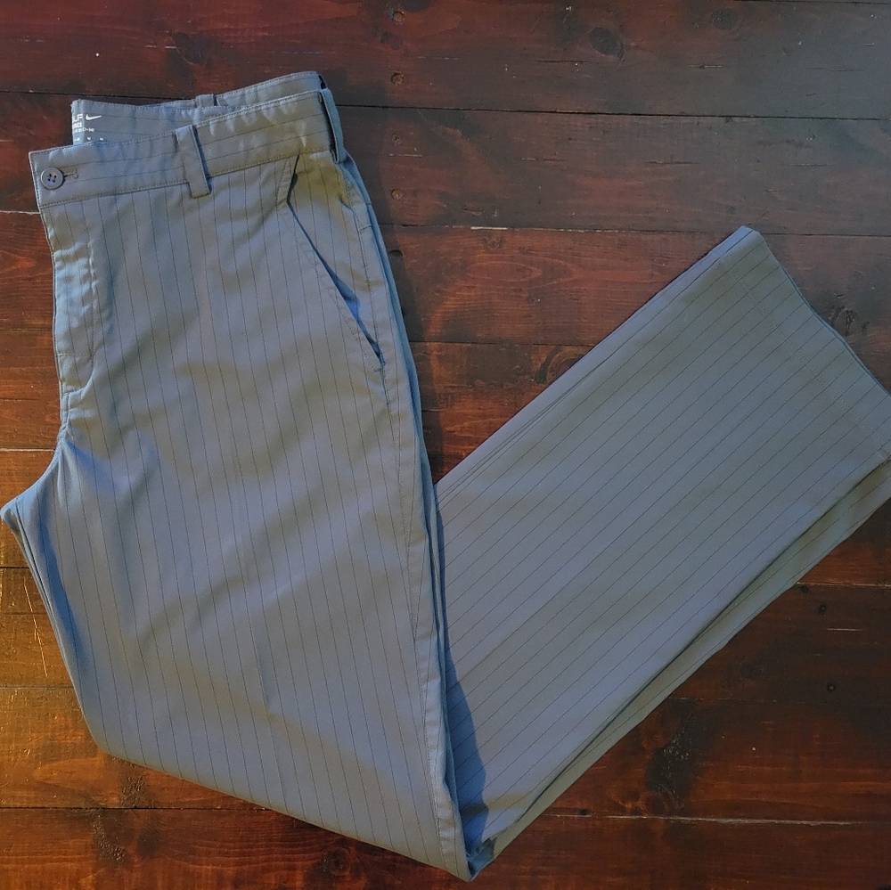 Nike Gray Pinstripe Dri-Fit Tour Performance Golf Pants Size 32×32